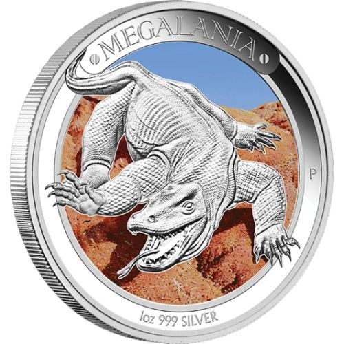 Australien: 1 oz Silbermünze Megafauna - Megalania 2014 PP