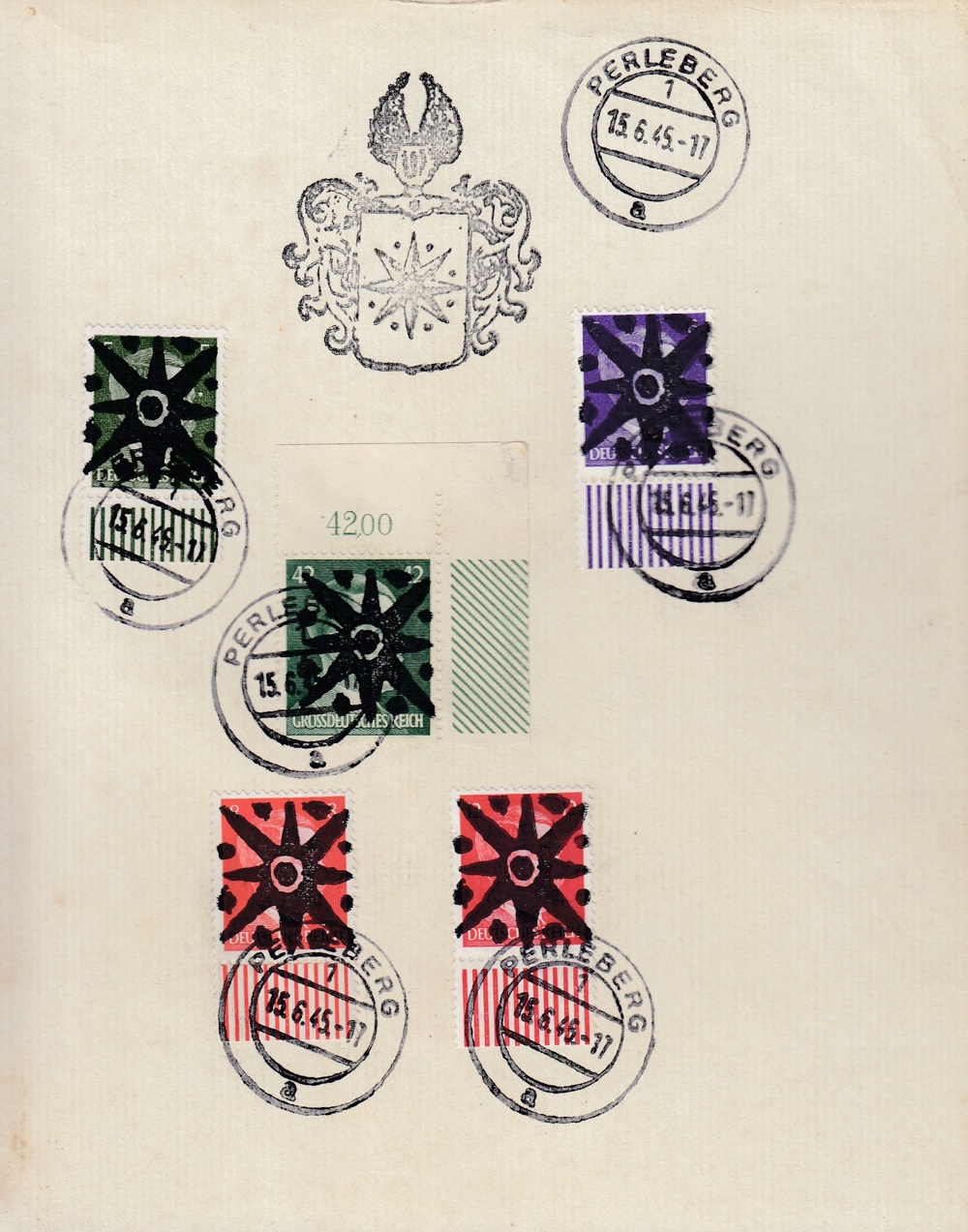 Briefmarken D Lokalausgaben mit Aufdruck Perleberg mit Sonderstempel
