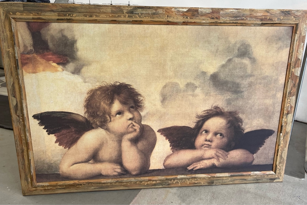 Bild Engel auf Stoff Leinwand 104x157 cm