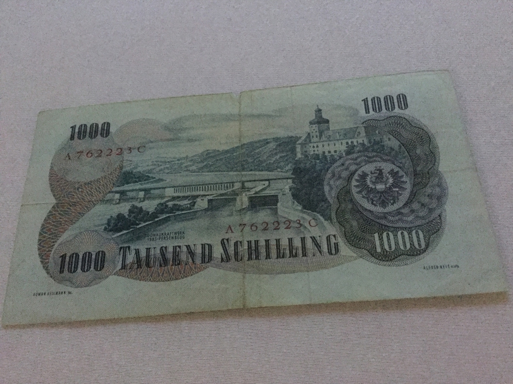 1000 Schilling Banknote 1960 zu verkaufen