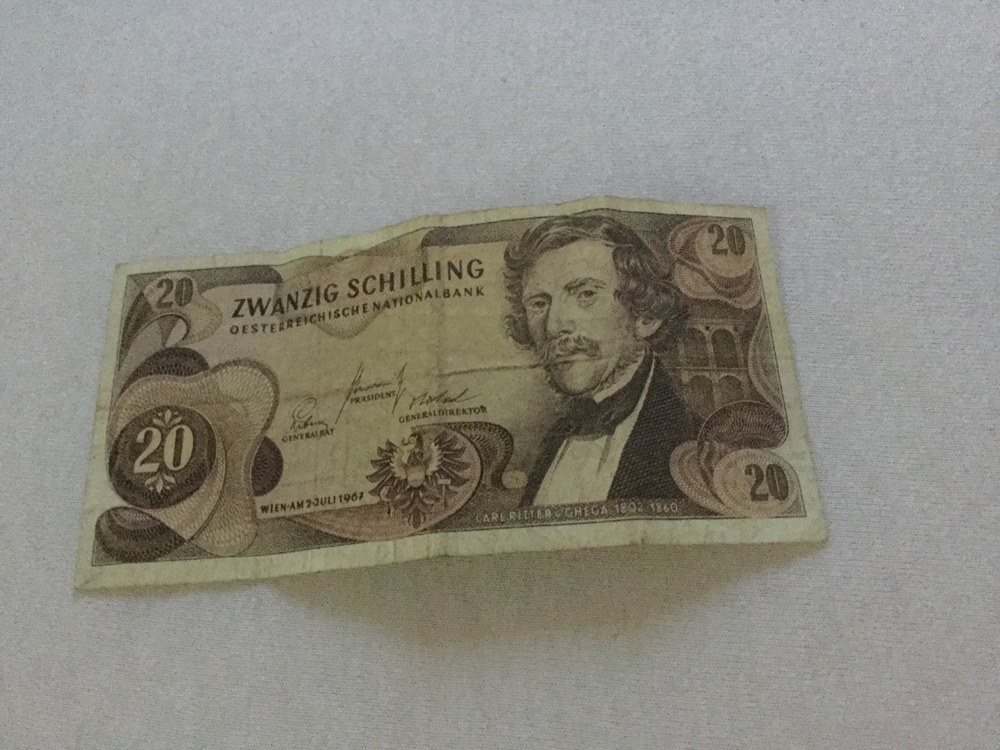 20 Schilling Banknote 1967 zu verkaufen