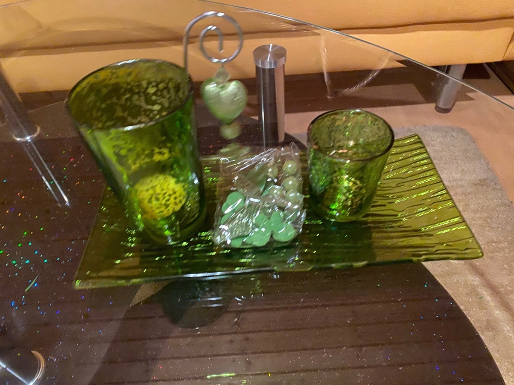 Dekoschale mit Glas grün