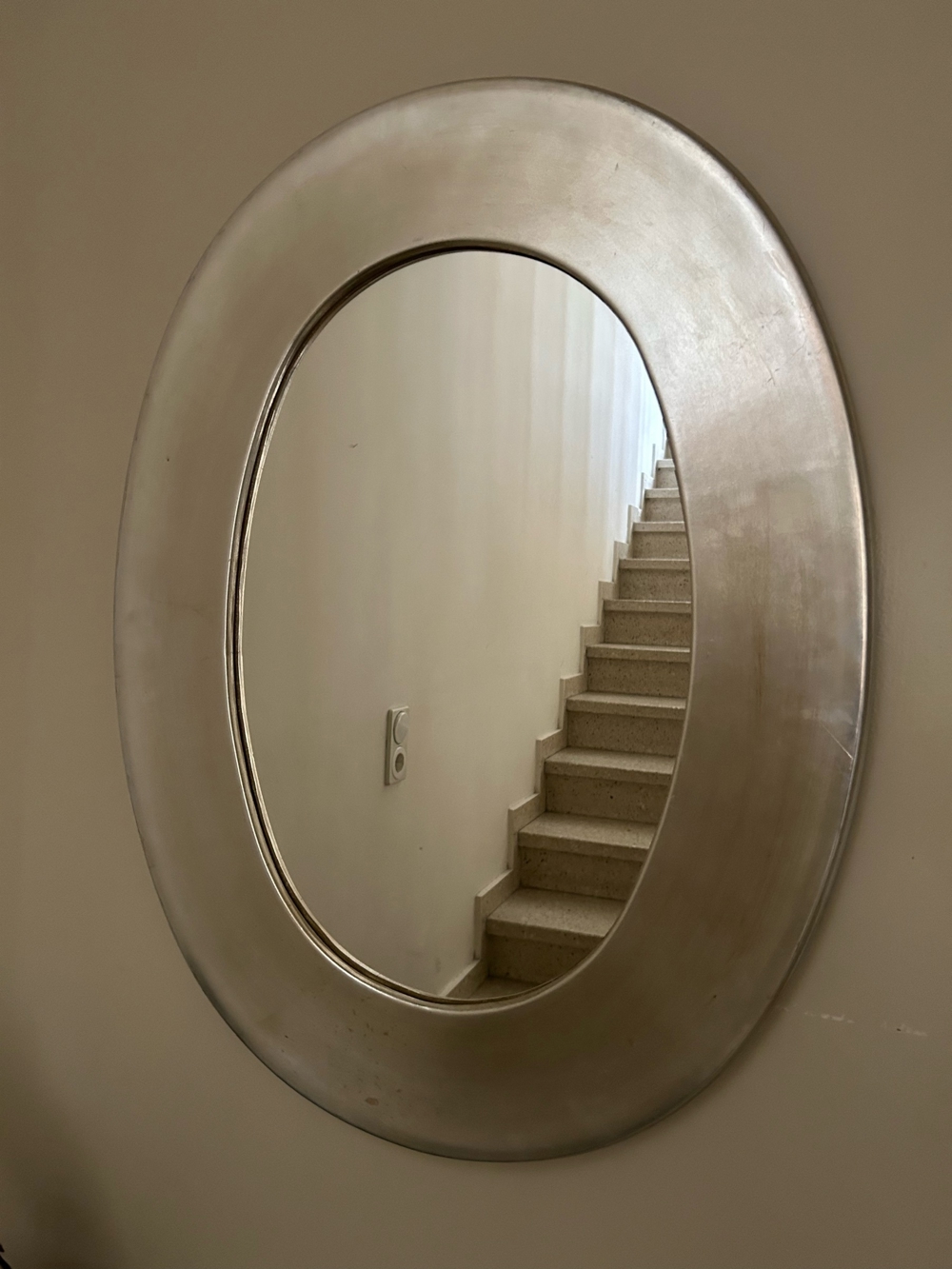 Grosser Silber Spiegel Oval 