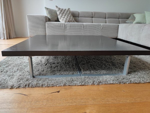 couch tisch schwarz braun höhenverstellbar 23 bzw 43 cm, 1.1x 1.1 m,