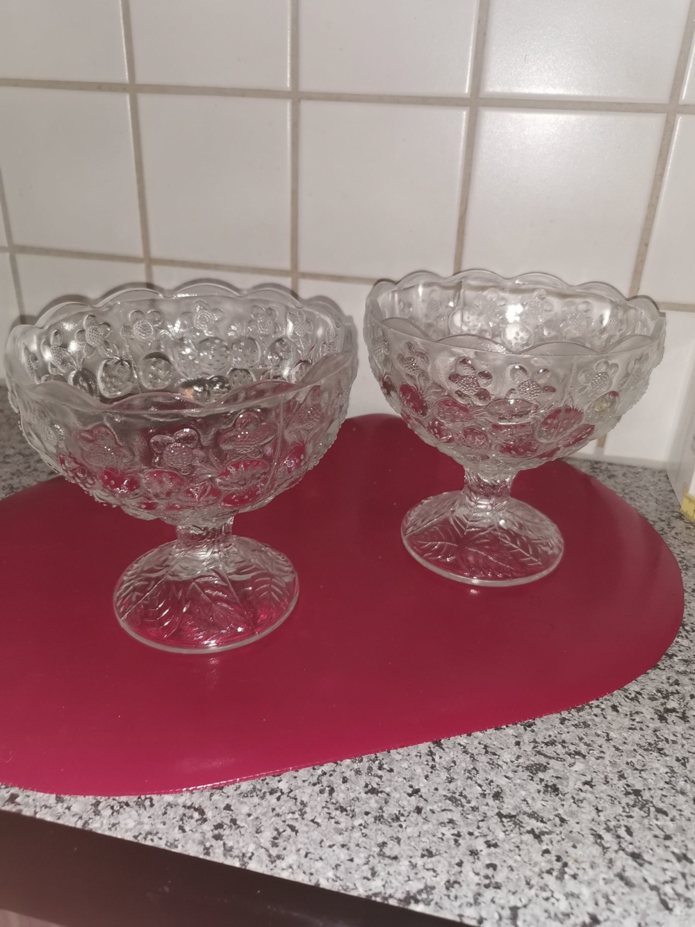 Glas Kelchschale Erdbeerdekor 3 Stk.