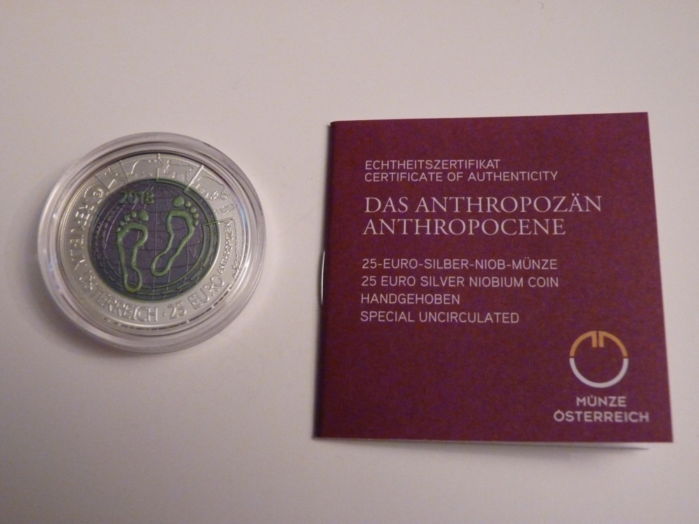 25 EUR Silber Niob Münze Anthropozän - prägefrisch - original & neu
