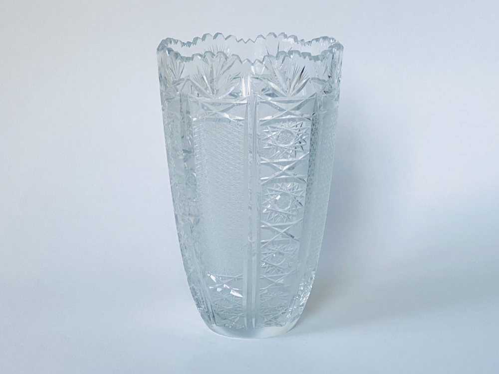 Bleikristall-Vase teils geschliffen