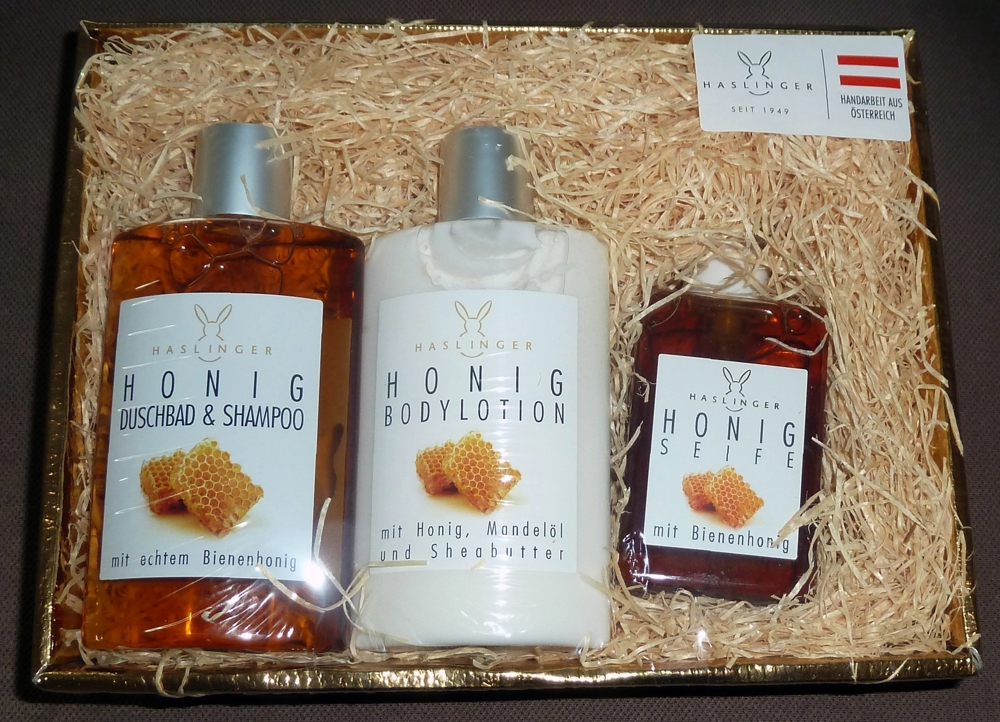 Honig Geschenkbox - Duschbad Shampoo Bodylotion Seife