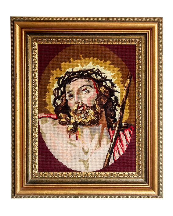 Gobelin Stickbild, Christus, Jesusbild, Christusbild, Jesus Bild, Gobelinbild