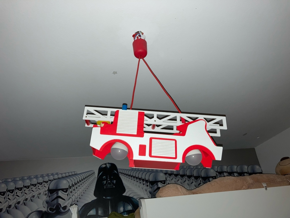 Elobra Deckenlampe Kinderzimmer rot / weis , Echtholz, Handarbeit