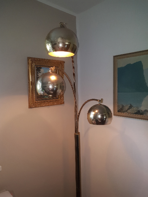 Messinglampe 3-armig, Höhe ca. 186 cm