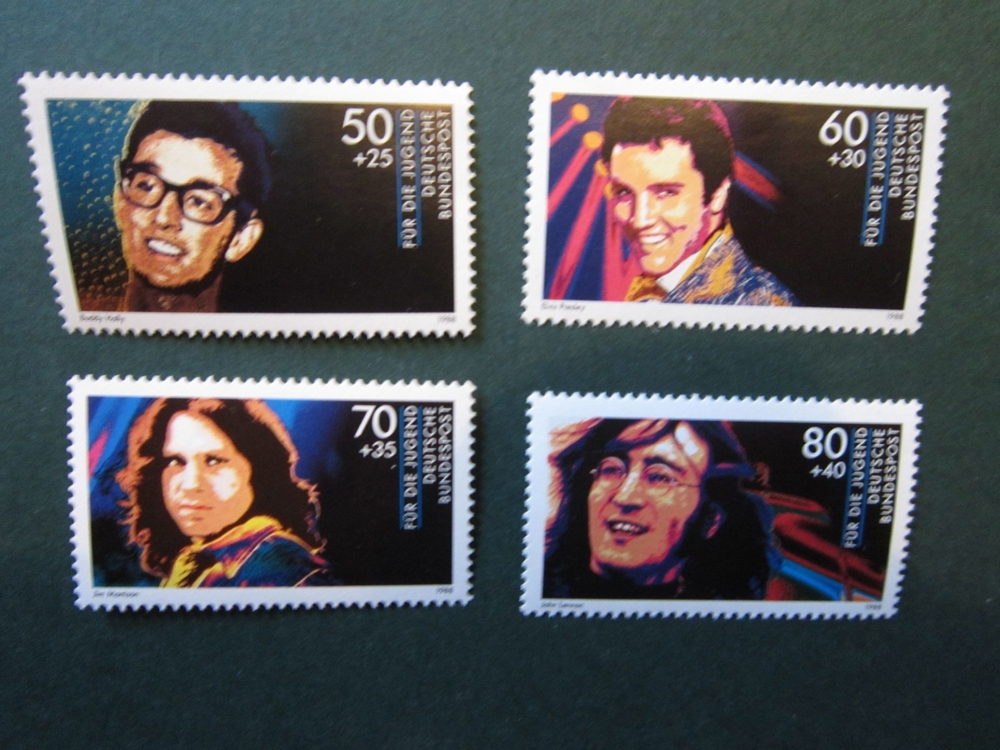 Deutschland - Briefmarken - Satz - Für die Jugend - J. Lennon, E. Presley, B. Holly, J. Morrison