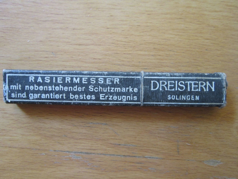 Altes Rasiermesser + Schachtel - Sammler - Dreistern - Solingen - zugeklappt: 15cm