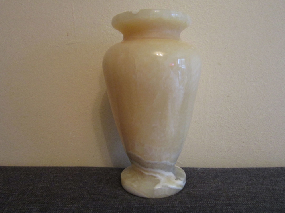 Schöne massive Onyx Vase - Naturstein - Marmor - Höhe: 17cm