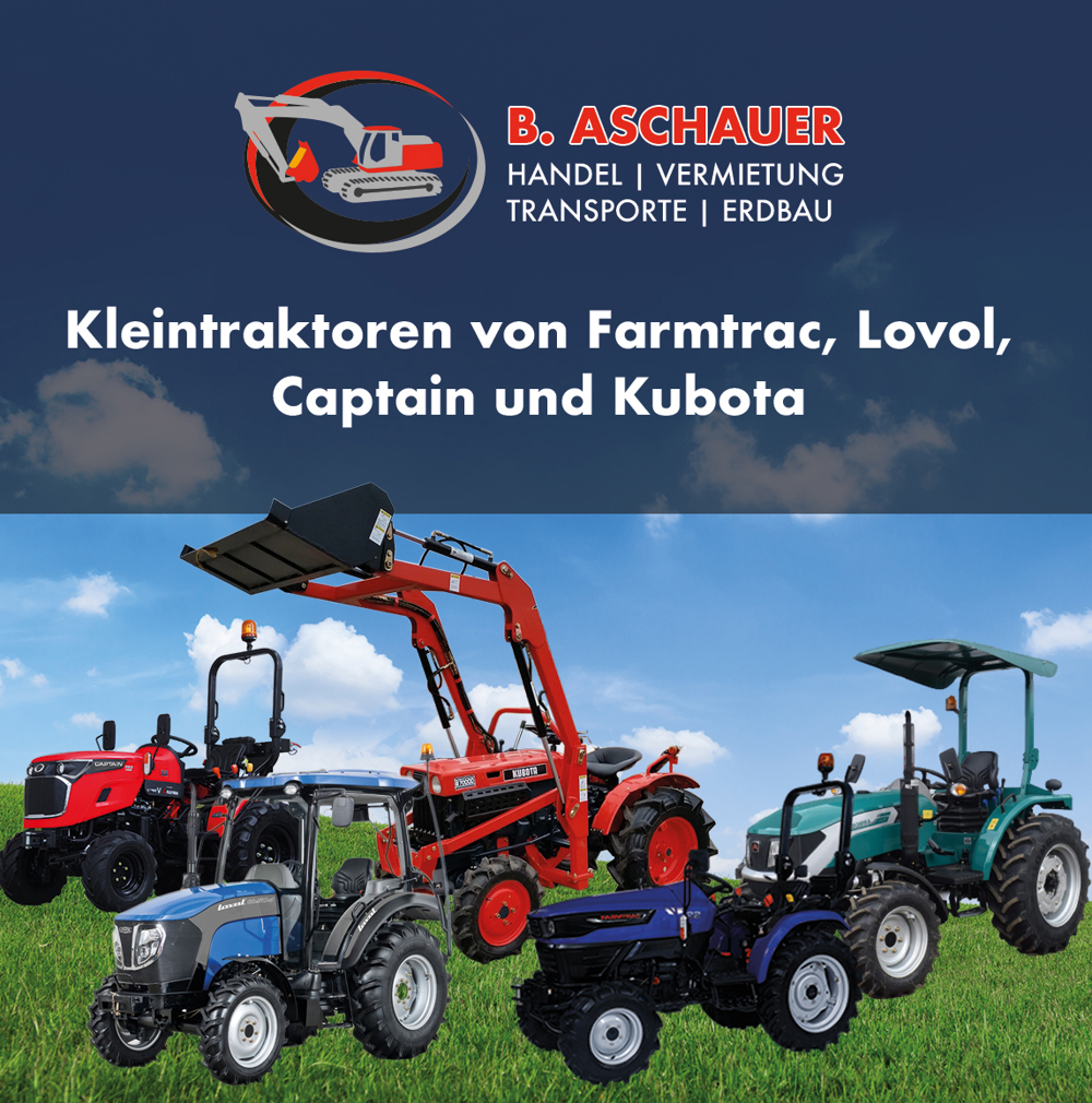 Kleintraktoren / Kommunaltraktoren der Marken Farmtrac, Captain, Lovol, Arbos und Kubota.