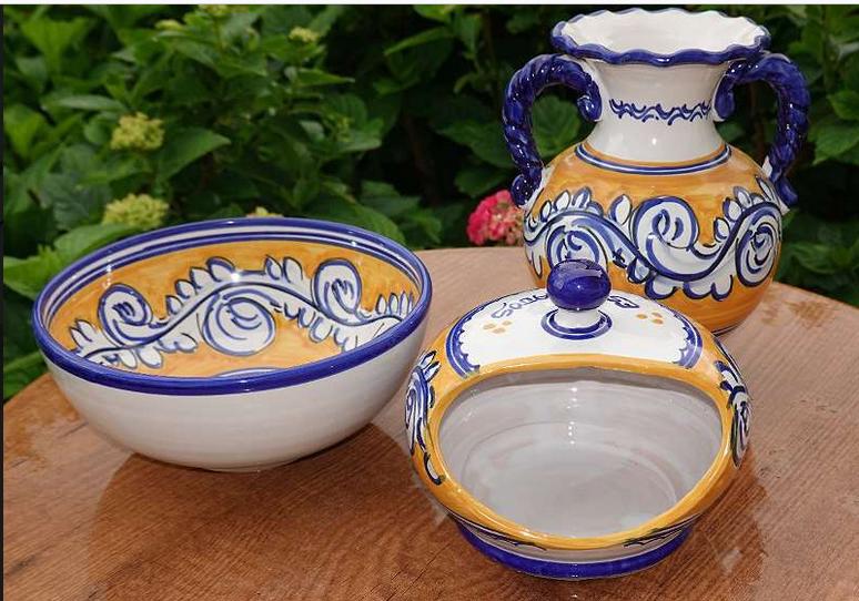 Spanische Keramik, Vase, Schüssel & Kerzengefäß
