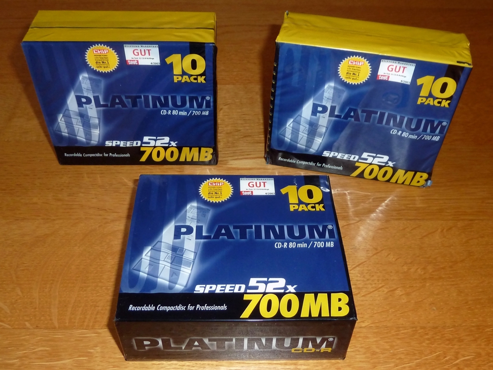 Platinum CD-R Rohlinge 80 min   700 MB mit Slim-Case-Hüllen   3 x 10er Packung