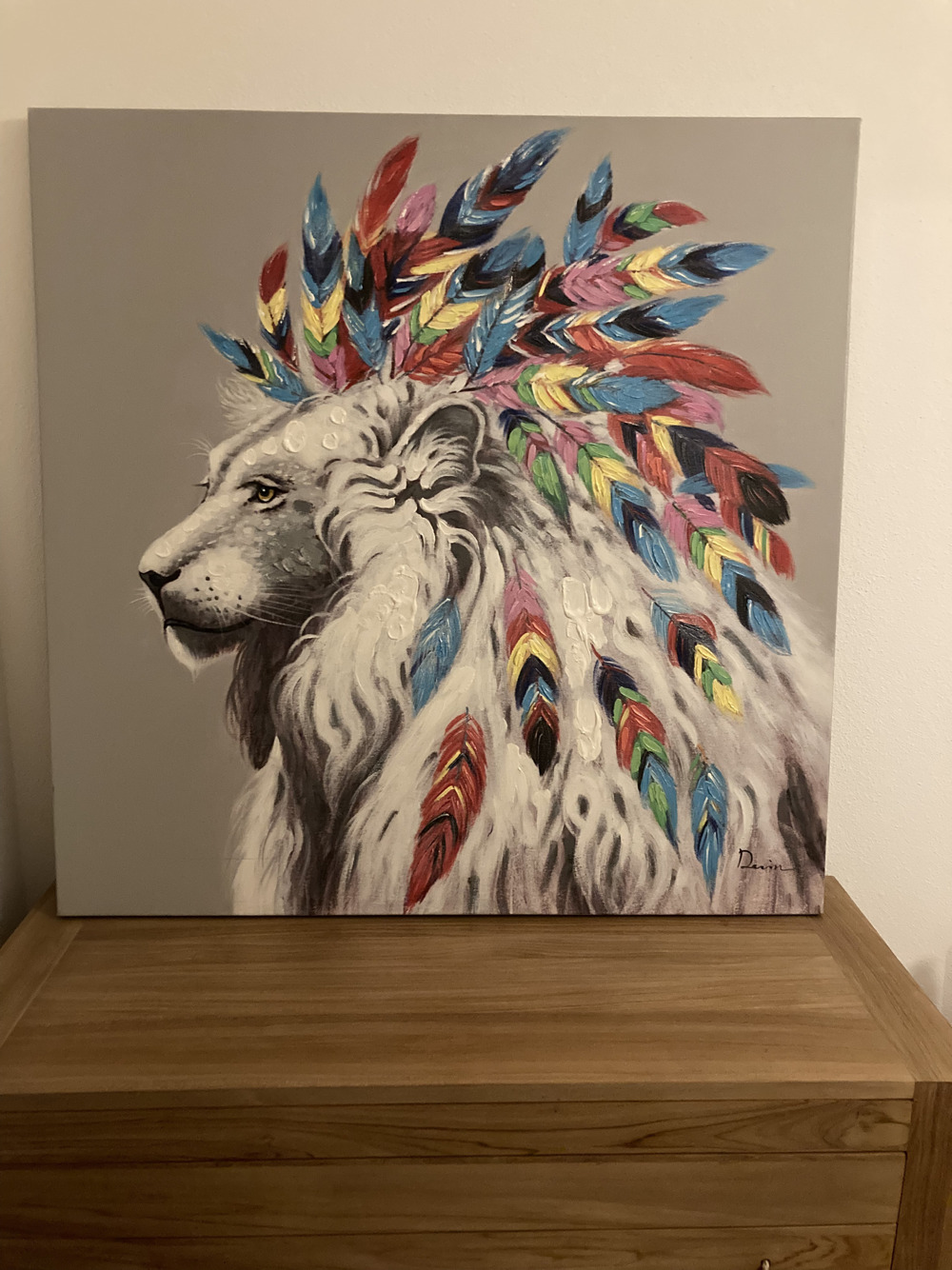 Acryl auf Leinwand: Buntes Löwenbild 