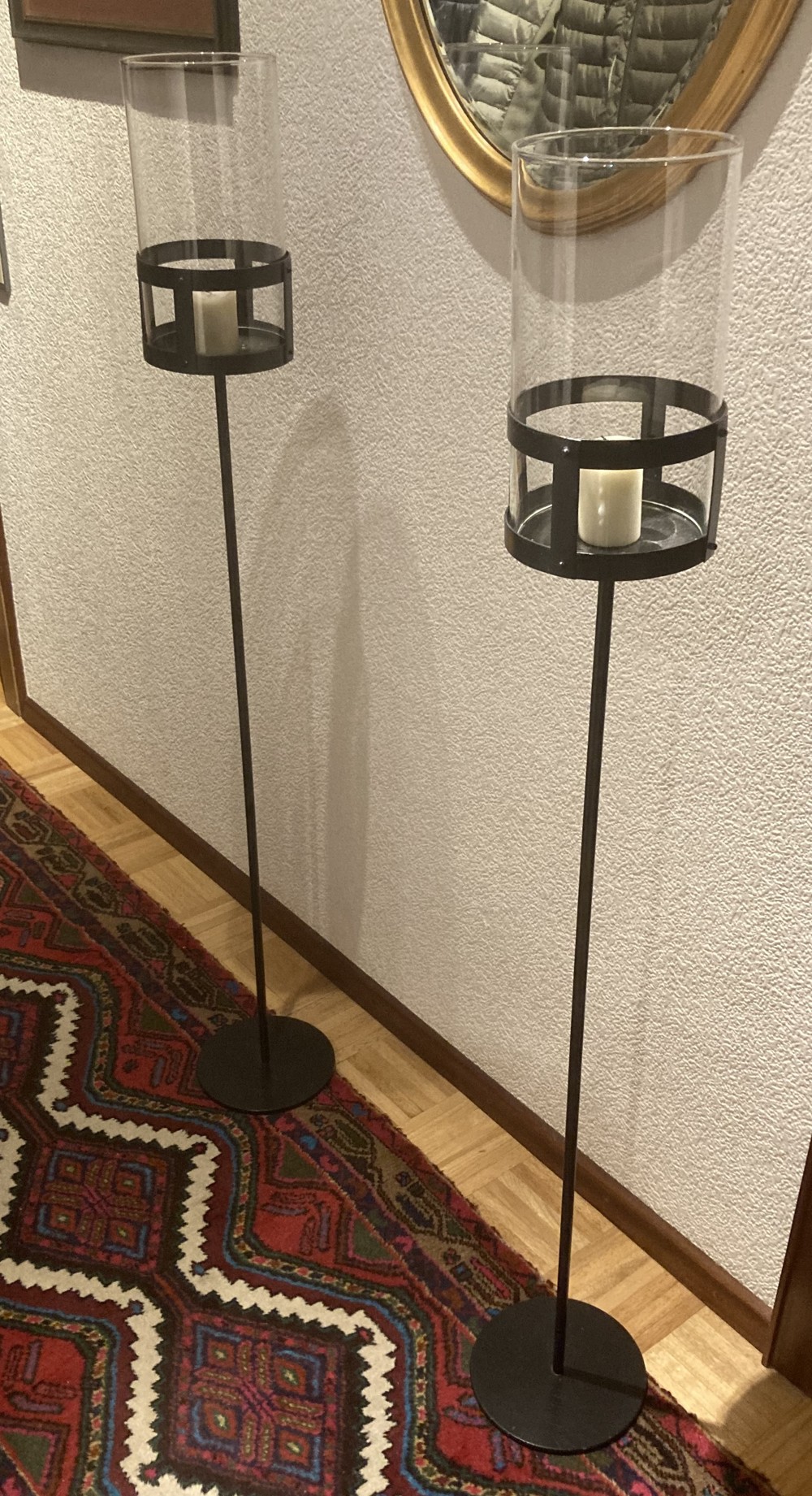 2 Stück Metallwindlichter mit Glaszylinder 125cm