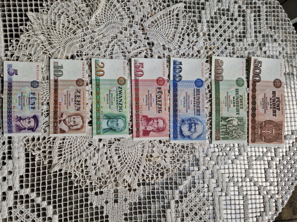 DDR Banknoten Serie 5 bis 500 Mark