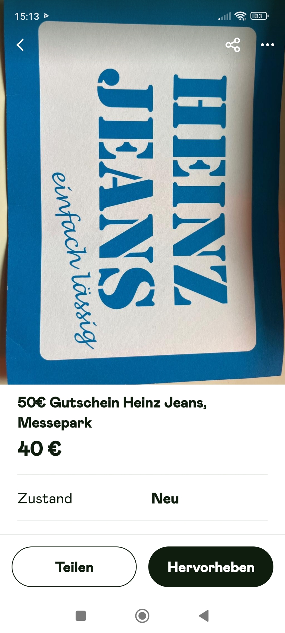 Gutschein - Heinz Jeans