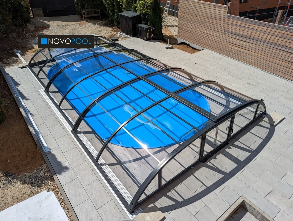 Pool Überdachung Smart Klarglas 775x350 vormontiert SALE