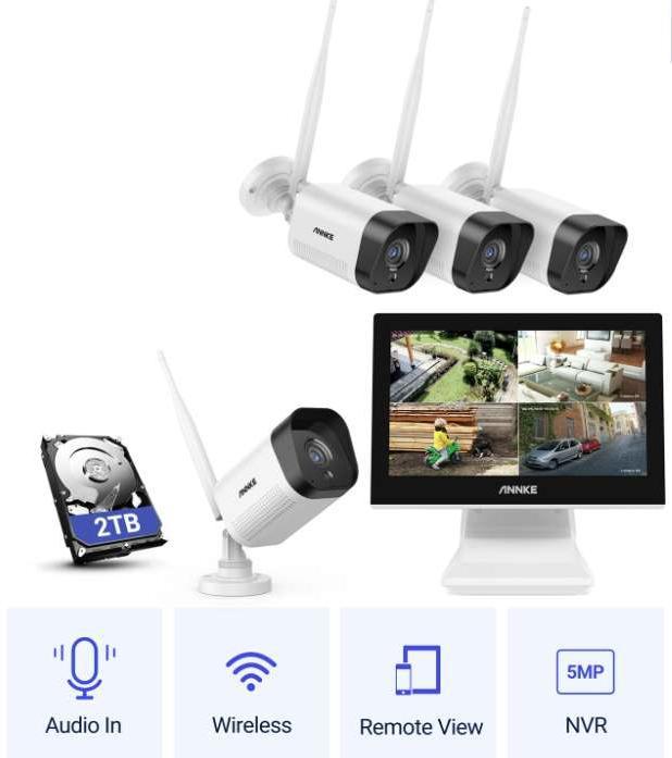 ANNKE WLAN Überwachungs Kameras 8 Stück NVR Mit Mikrofon 3MP IP Kameras Monitor