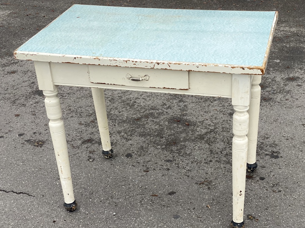 Schöner Holztisch weiß alt antik shabby vintage, Anfang 20. Jh.