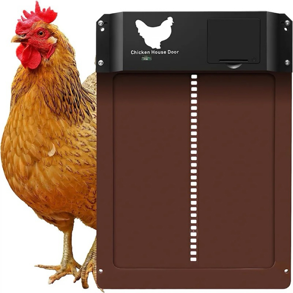 Automatische Hühnerstall Hühnerklappe Türöffner Hühnertür Mit Lichtsensor Braun Grün Rot