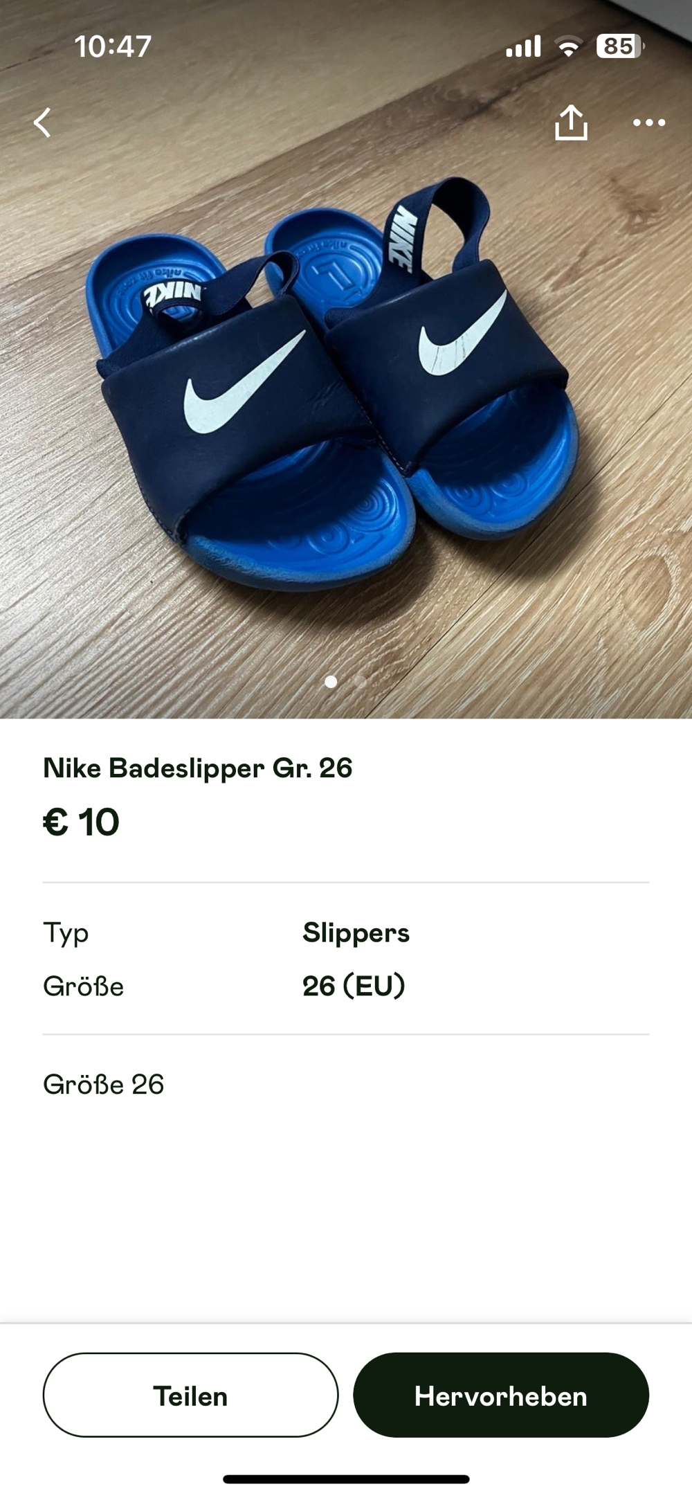Nike Badeslipper Gr. 26