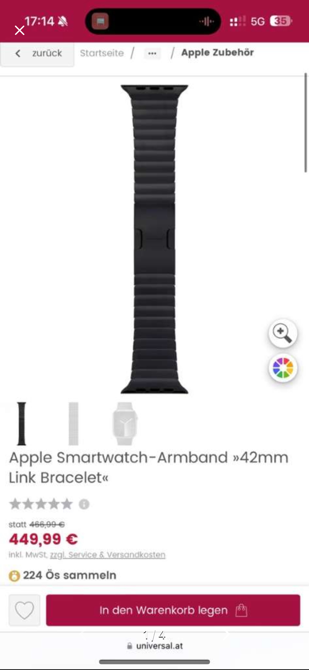 Edelstahl Space Black Armband Original Apple 42 44mm