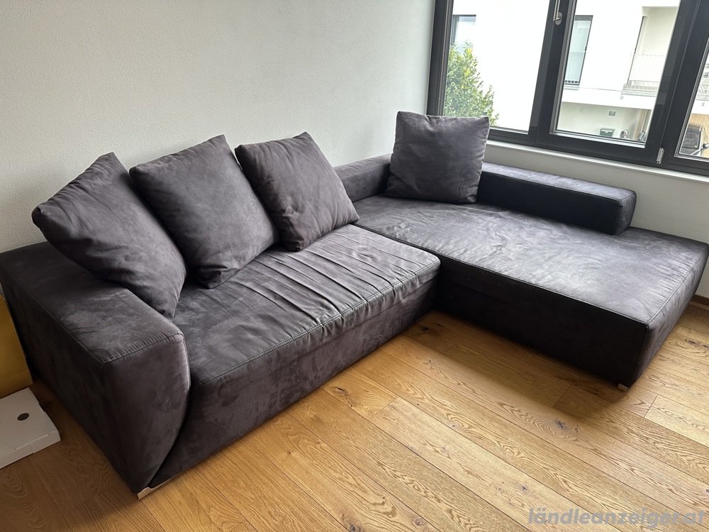 Couch   Sofa dunkelgrau Veloursleder