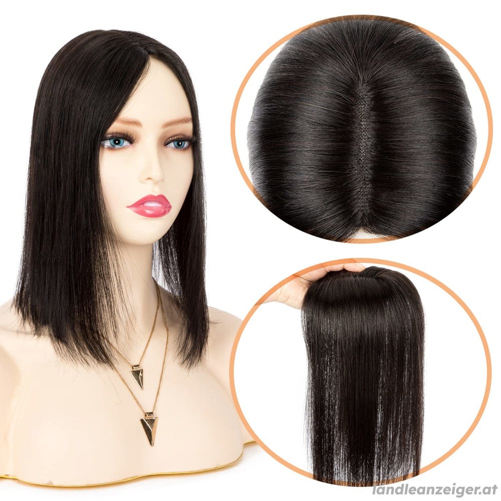 Remy Echthaar Topper für Frauen mit dünner werdendem Haar, Länge 35 cm