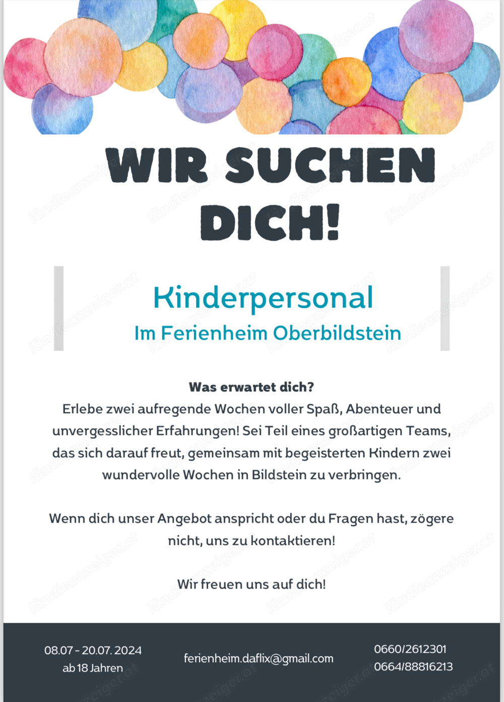 Ferienheim Oberbildstein Job Angebot
