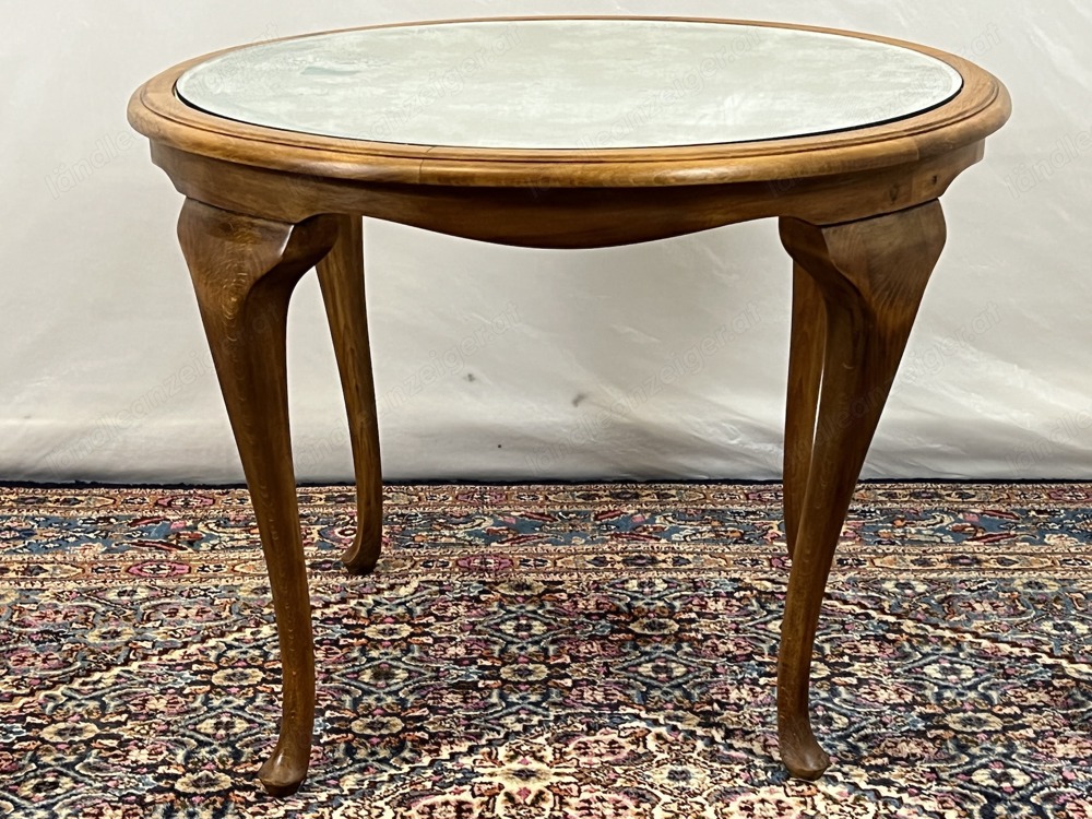  Jugendstil Tisch Nussbaum mit Glasplatte Gründerzeit Esstisch