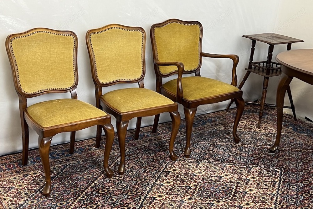 Barock Stühle Sessel Chippendale Vintage Nussbaum Empire Louis XV Rokoko
