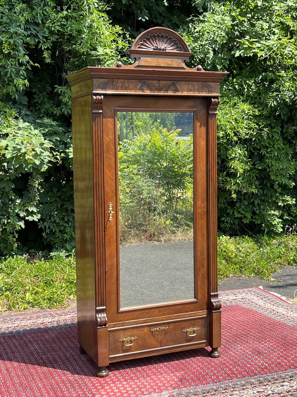 Gründerzeit Schrank Bauernschrank Spiegelschrank Bauernmöbel Barock Nussbaum Dielenschrank Kasten