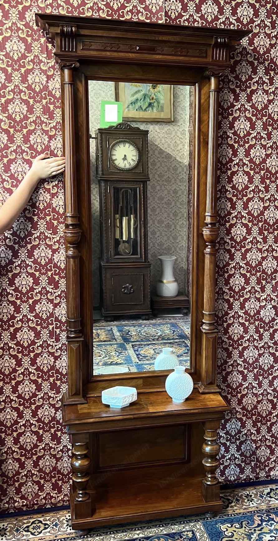 Gründerzeit Garderobe Spiegel Nussbaum Diele Flur ANTIK Barock Vintage Massivholz 