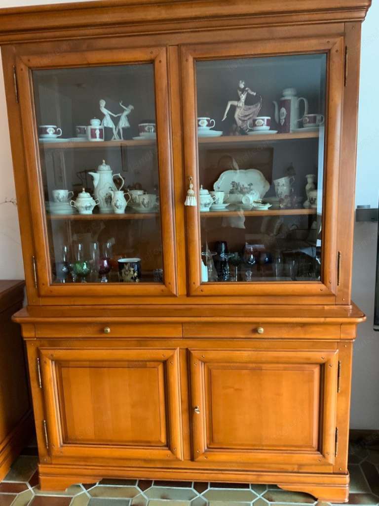 Biedermeier Vitrine von Selva Stilmöbel Kirschbaum Wohnzimmerschrank