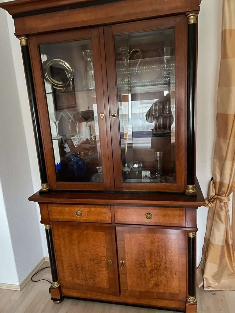 Biedermeier Vitrine Barock Selva Kirschbaum Wohnzimmerschrank Stilmöbel