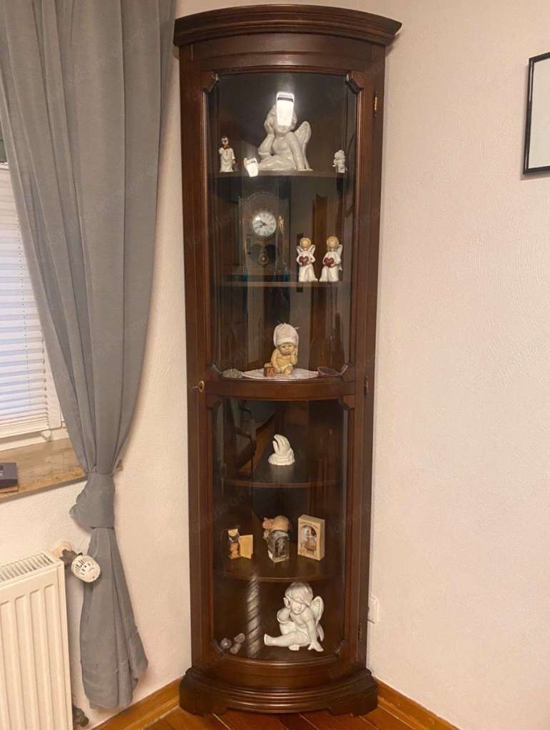 Biedermeier Vitrine Nussbaum Barock Eckvitrine Gründerzeit Eck Schrank
