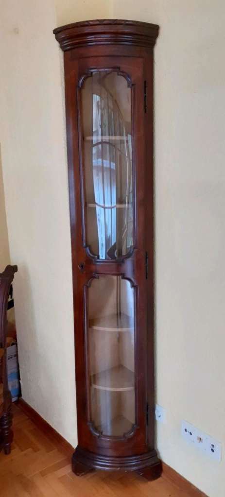 Biedermeier Vitrine Eckvitrine Selva Nussbaum Vitrine Schrank Barock STILMÖBEL