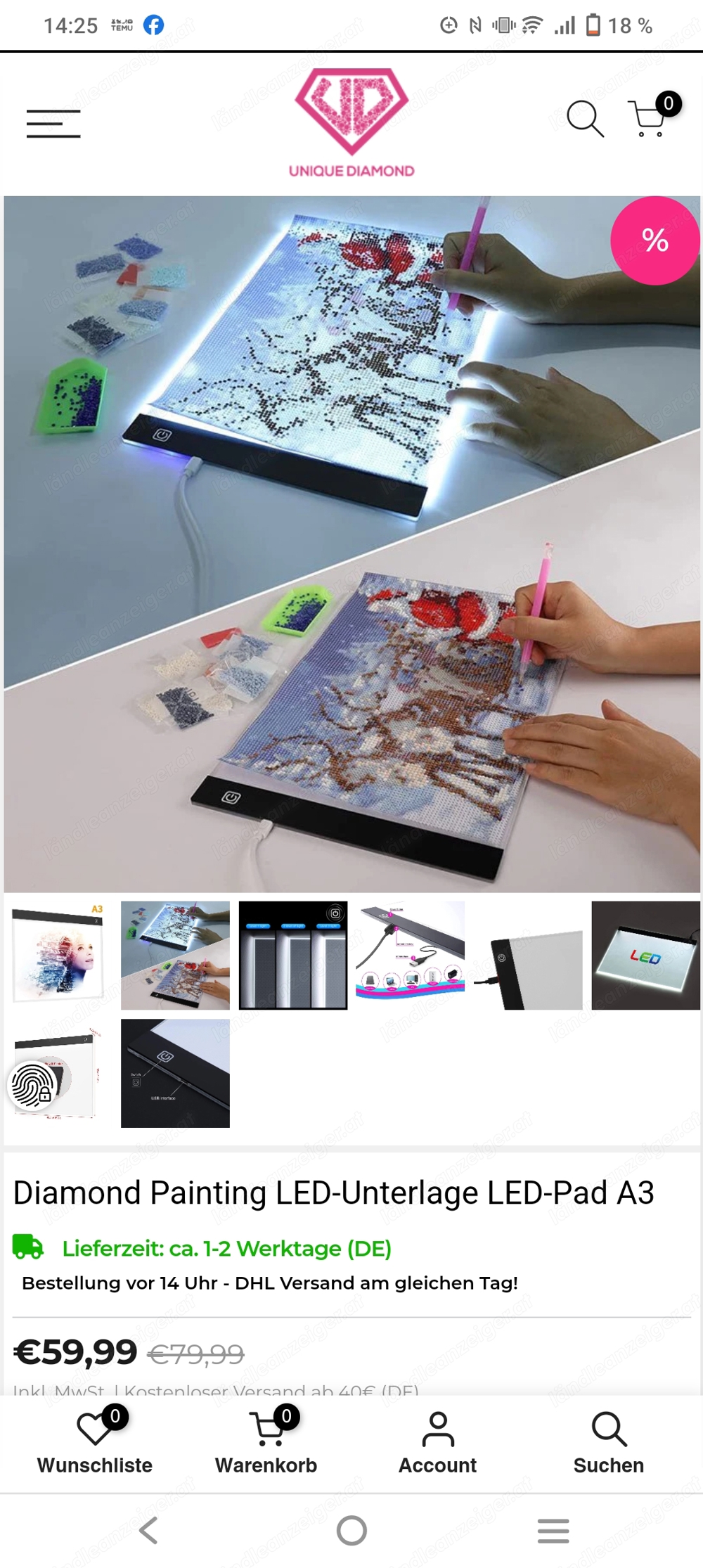 Diamond painting LED Unterlage 30x40 A3 (LED Light Pad)