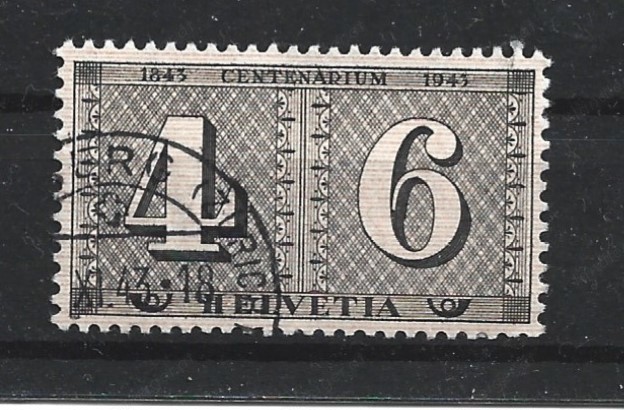 1943 Schweiz  100 j. Postmarke O-stempel SBK 258