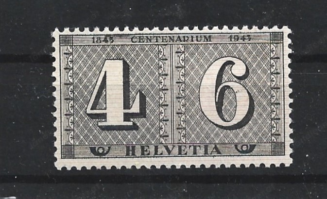 1943 Schweiz 100 j. Schw. Postmarke **-postfrisch Mit Gummi SBK 258