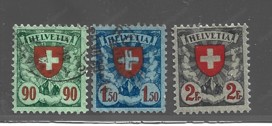 1927-40 Schweiz O-stempel Wappenmuster SBK 163-167