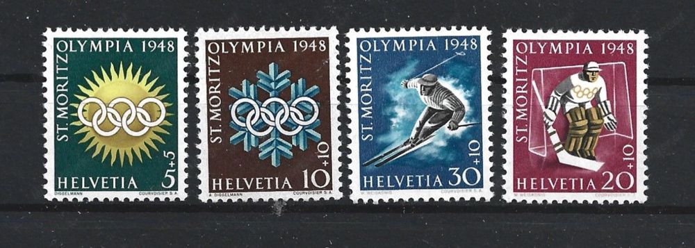 1948 Schweiz Oly. Winterspiele St. Moritz **-postfrisch SBK W25w-28w 