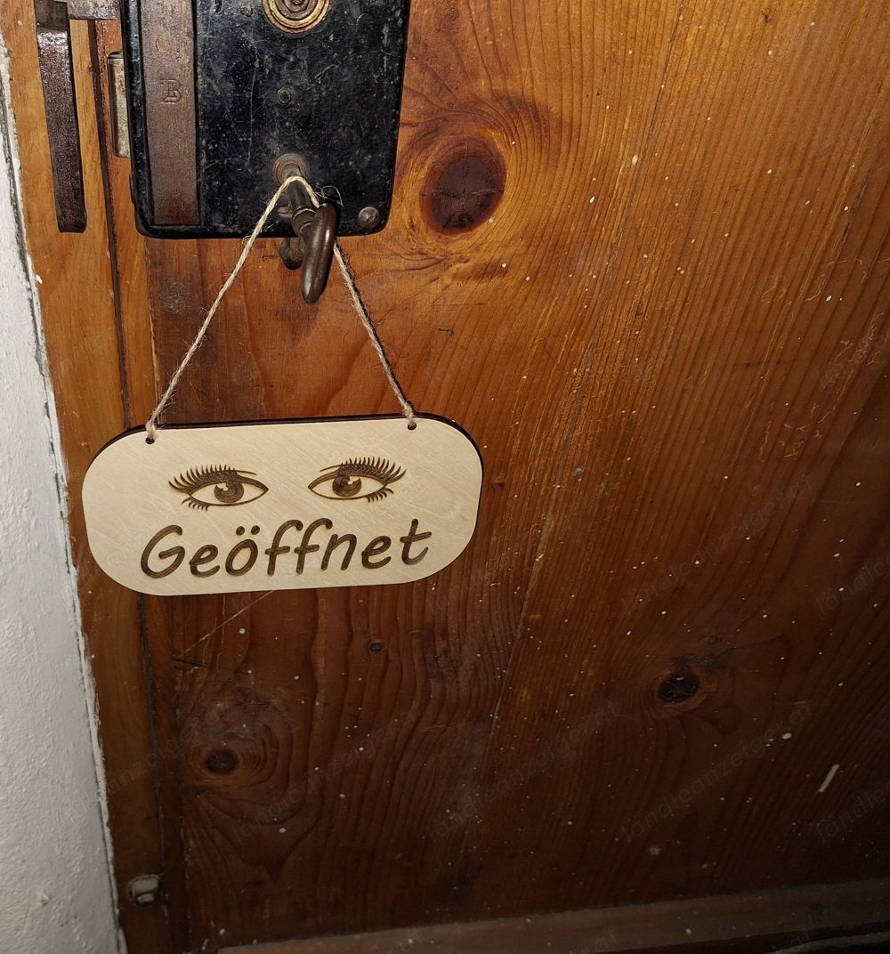 Holz Türschild "Augen" Eigenanfertigung gelasert