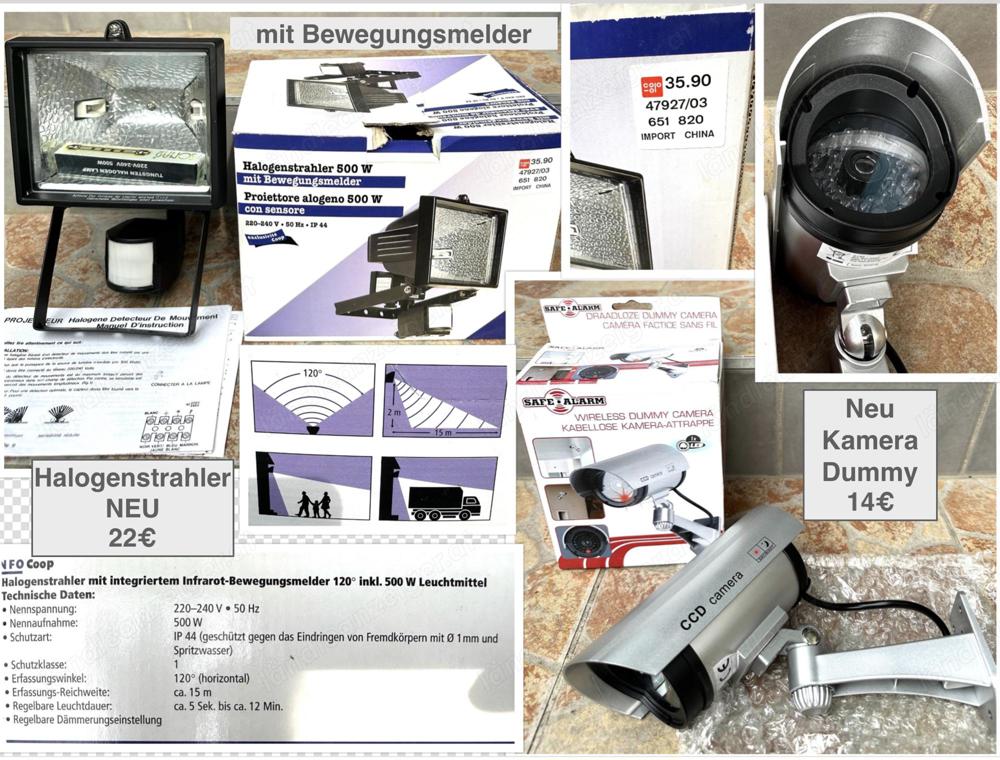 Halogenstrahler mit Bewegungsmelder Neu & Dummy Kamera, ab 14Euro