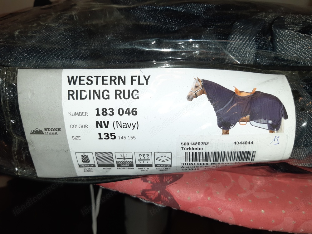 Fliegenausreitdecke für Westernsattel